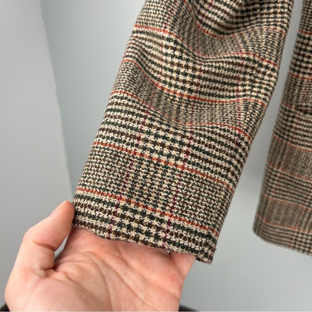 Vintage Fay Leslie Blazer Womens Plaid Size 6P Brown Jacket - Picture 8 of 15